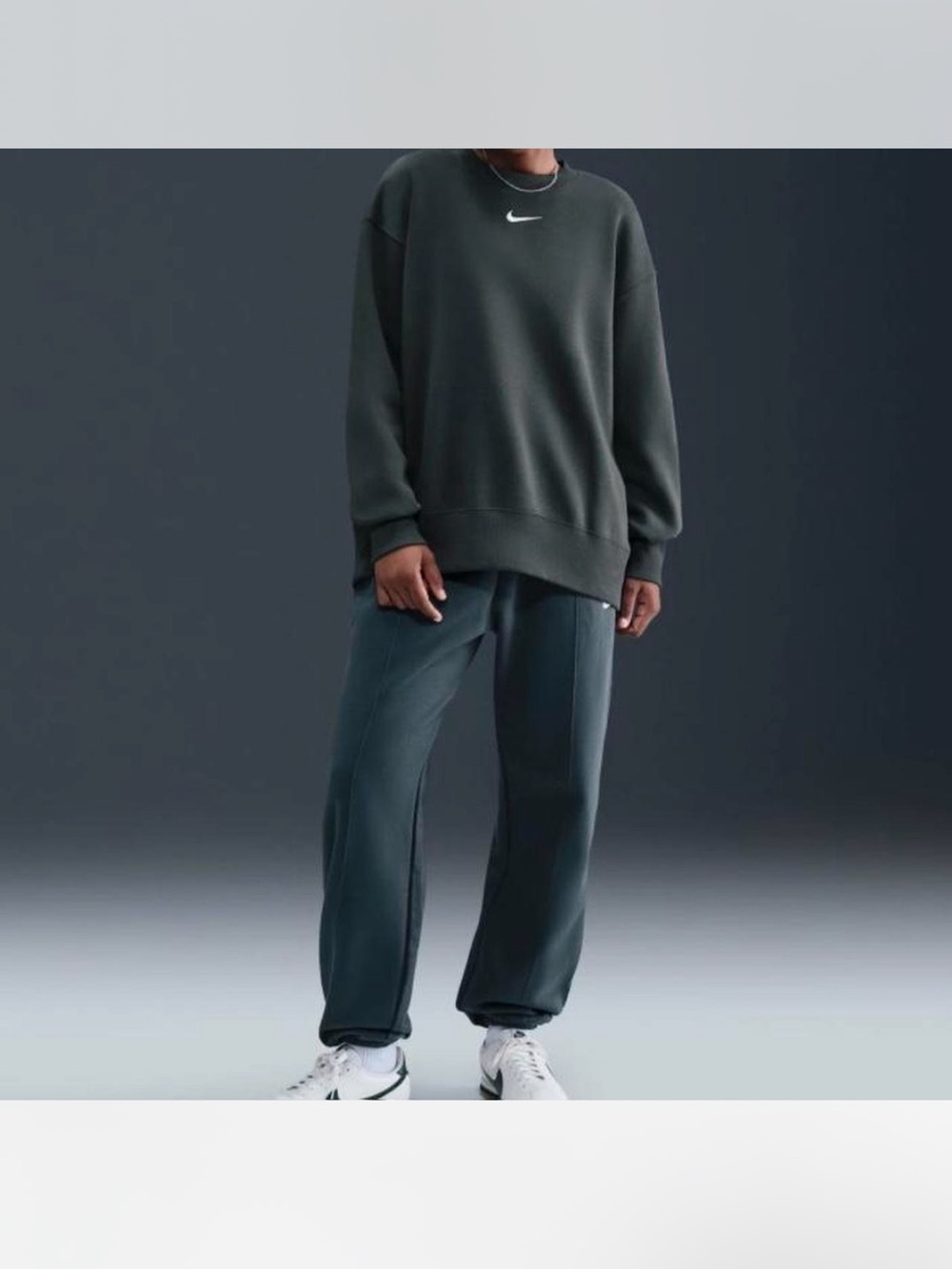 Nike Green Oversized Swoosh Crewneck Sweatshirt